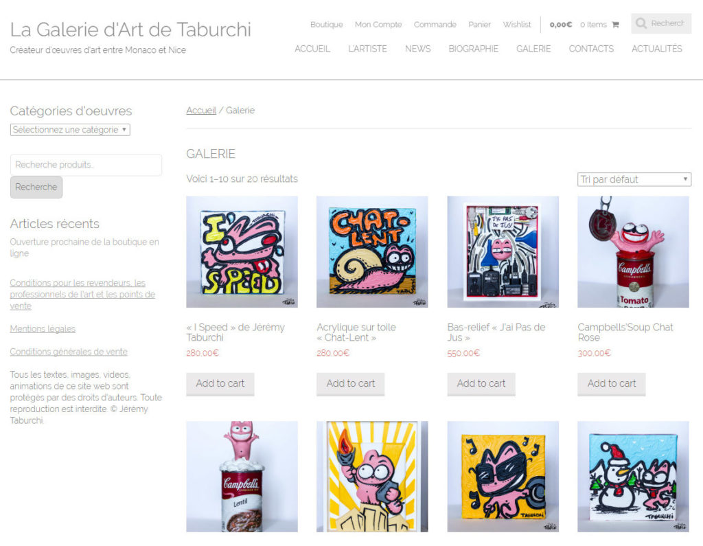 Ouverture galerie d'art officielle en ligne de Jérémy Taburchi