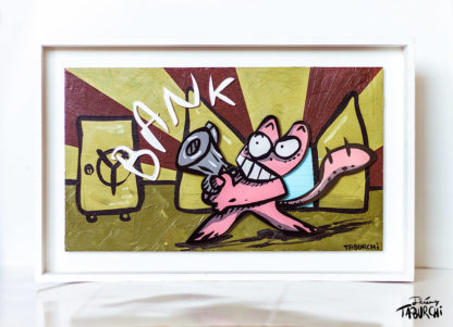 "Bank", acrylique sous plexiglas découpé et bois.