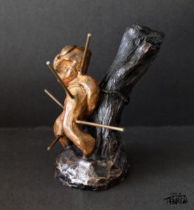 Sculpture en bronze de Saint Sébastien façon Chat Rose